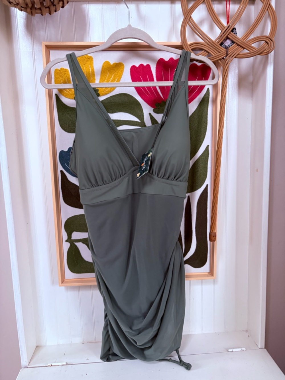 Brand New w/ tags Olive Green Bathing Suit with attached Skirt